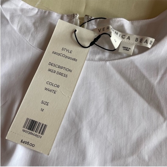 NEW! Veronica Beard- White Iker Puff Sleeve Cut Out Mini Dress Size 12 - Picture 6 of 9